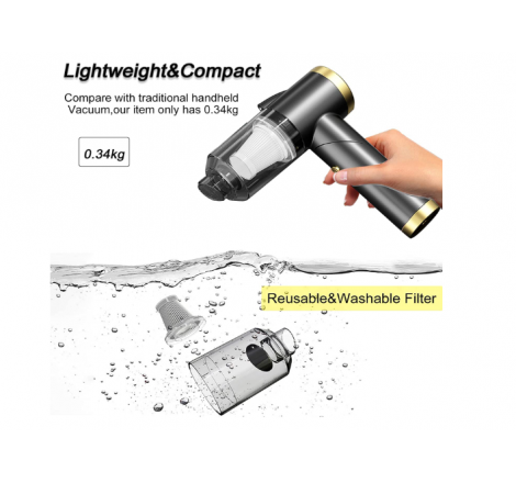 Car Vacuum Handheld Vacuum 9000PA Suction Car Vacuum Cleaner with LED Light, Cordless Rechargeable,Portable Vacuum for Car