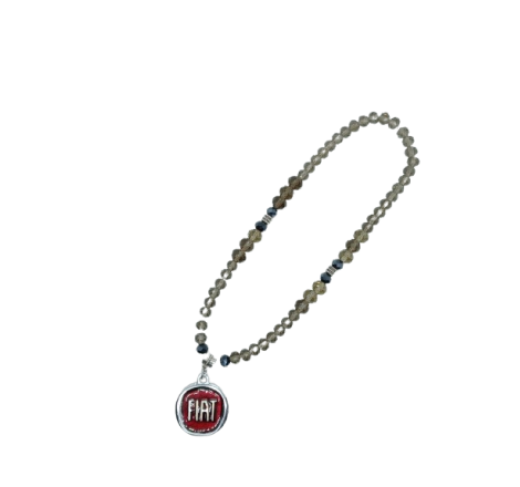 Crystal rosary with Fiat logo