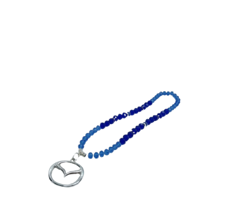 Crystal rosary with Mazda logo