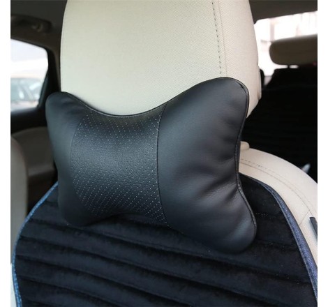 Car leather black neck pillow