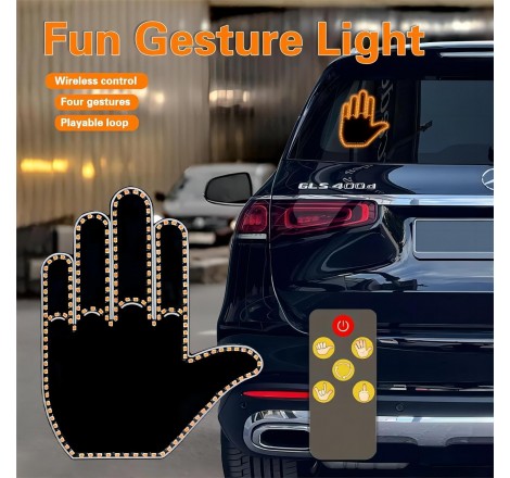 Hand Gesture Light Car Finger Light Led Funny Back Window for Car with Remote